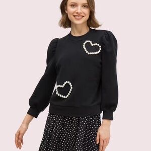 Kate Spade New York Black Pearl Heart Sweatshirt Size XS